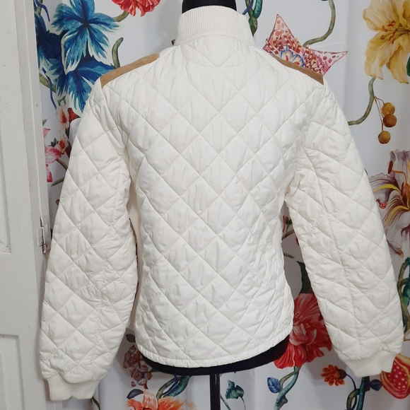 [Ralph Lauren] White quilted puffer jacket with suede. - Picture 7 of 11